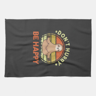 Dont Hurry Be Happy Sloth Yoga Men Women Funny Slo Kitchen Towel