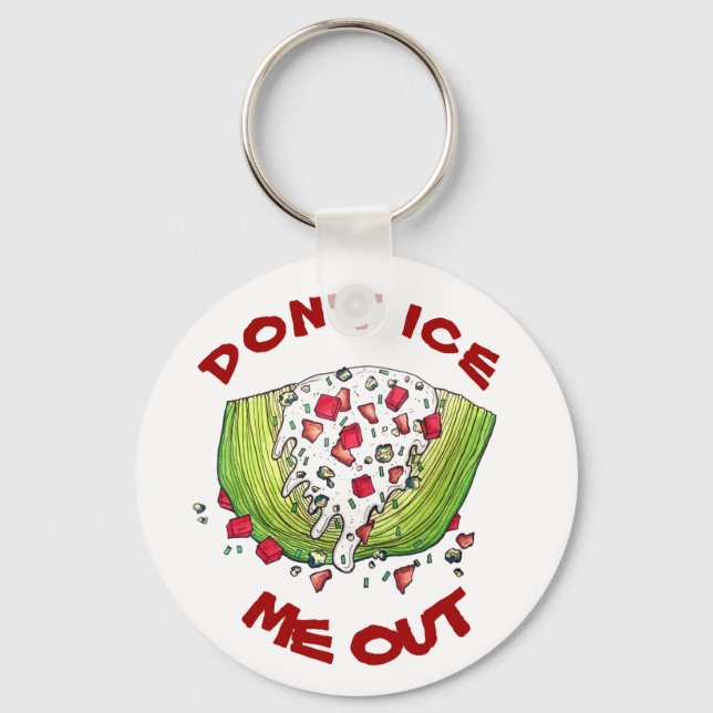DON'T ICE ME OUT Funny Iceberg Lettuce Wedge Salad Keychain (Front)