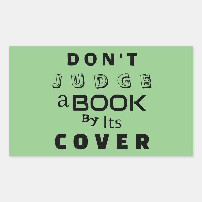 "Don't Judge a Book by Its Cover" Quote Sage Green Sticker (Front)