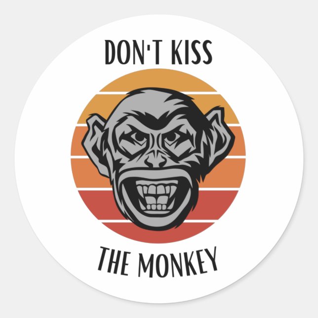 Don't Kiss the monkey Classic Round Sticker (Front)