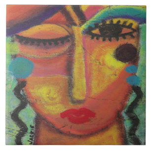 Don't Know Don't Care Abstract Acrylic Painting  Tile