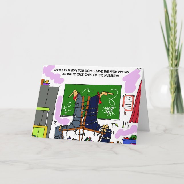 Don't leave High Priests Alone in the Nursery! Thank You Card (Front)