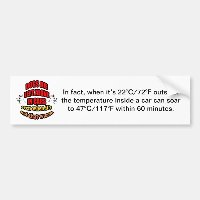 DONT LEAVE YOUR PETS ALONE IN A CAR BUMPER STICKER (Front)