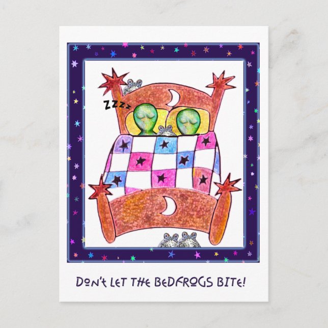 Don't Let The Bedfrogs Bite! Postcard (Front)