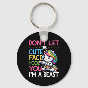 Don't Let The Cute Face Fool You Unicorn Karate Gi Keychain