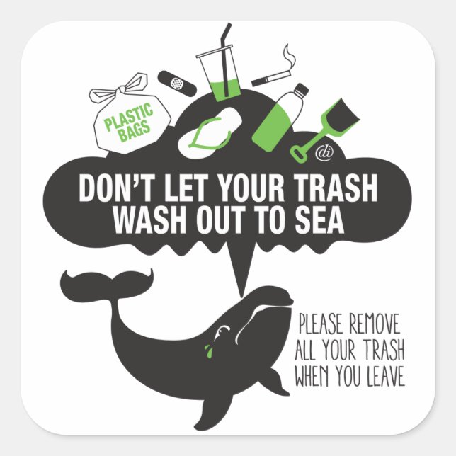 Don't Let Your Trash Wash Out To Sea -- sticker (Front)
