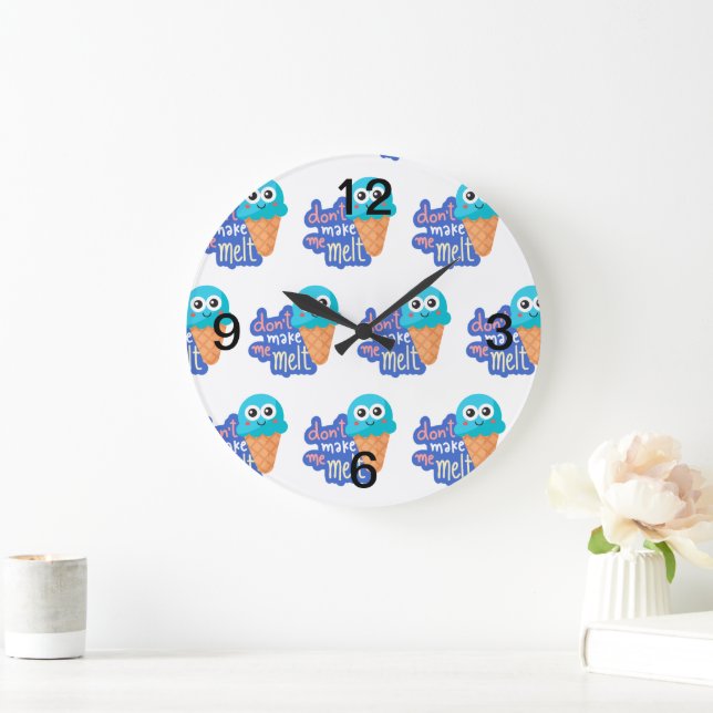 dont make me melt ice cream large clock (Home)