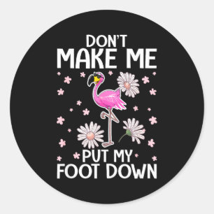 Don't Make Me Put My Foot Down Funny Flamingo Love Classic Round Sticker