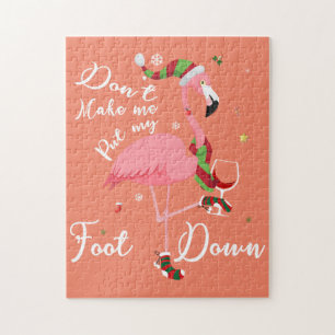 Don't Make Me Put My Foot Down Pink Flamingo Gifts Jigsaw Puzzle