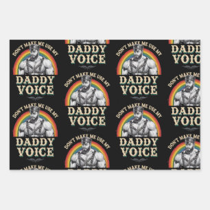 Don't Make Me Use My Daddy Voice Gay LGBTQ Wrapping Paper Sheet