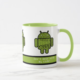 Don't Mess with My Code Green Robots Mug