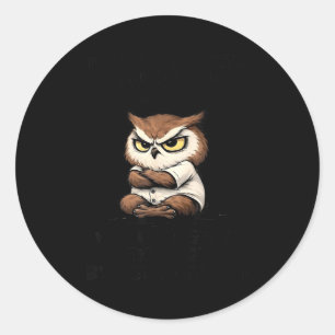 Don't mess with old ladies born in june funny owl  classic round sticker
