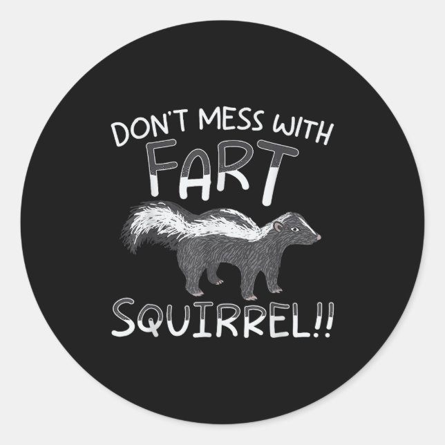 Don't Mess With The Fart Squirrel Forest Animal Sk Classic Round Sticker (Front)