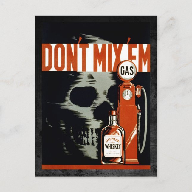 Don't Mix 'Em - Don't Drink and Drive Postcard (Front)