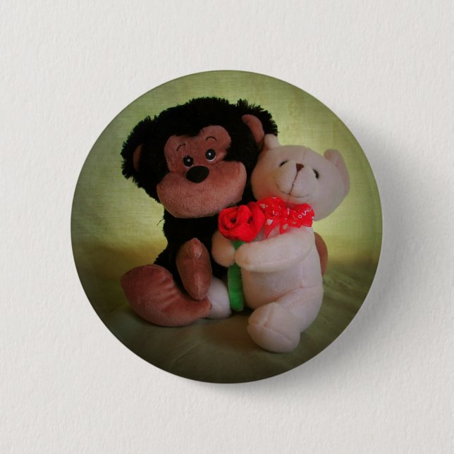 Don't monkey with my teddy bear 2 inch round button (Front)
