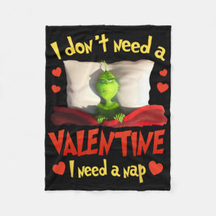 Dont Need Valentine Need Nap Sleeping Heart Loving Fleece Blanket