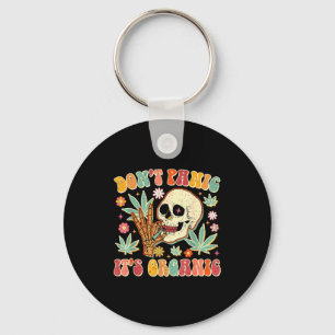 Don't Panic It's Organic Weed Skull Keychain