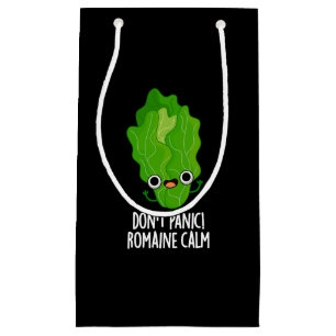Don't Panic Romaine Calm Funny Veggie Pun Dark BG Small Gift Bag