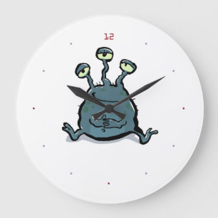 don't panic (triple-eyed alien) large clock