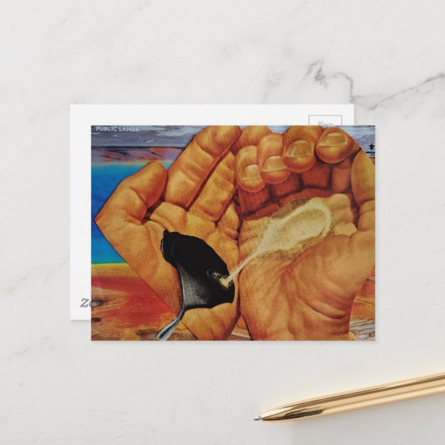 Dont Pollute Our Public Lands surreal collage Postcard (Front/Back In Situ)