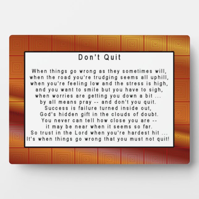 Don't Quit Plaque (Front)