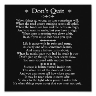 Don't Quit Poem 12 x 12 Photo Print