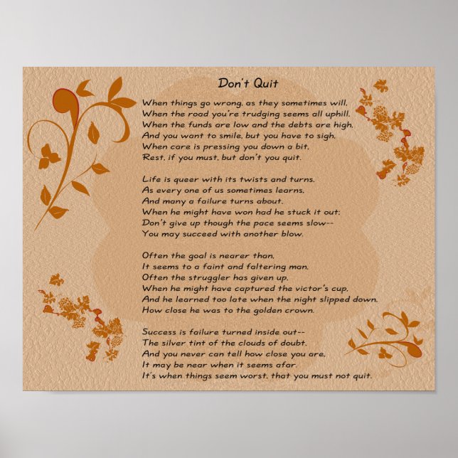 Don't Quit Poem - art print (Front)