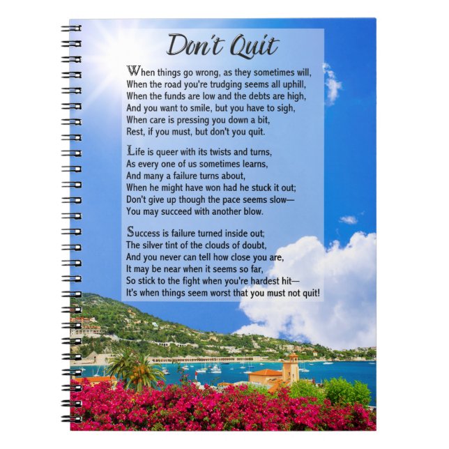 Don't Quit Poem Notebook (Front)