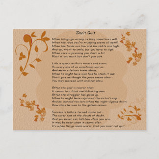 Don't Quit poem - postcard