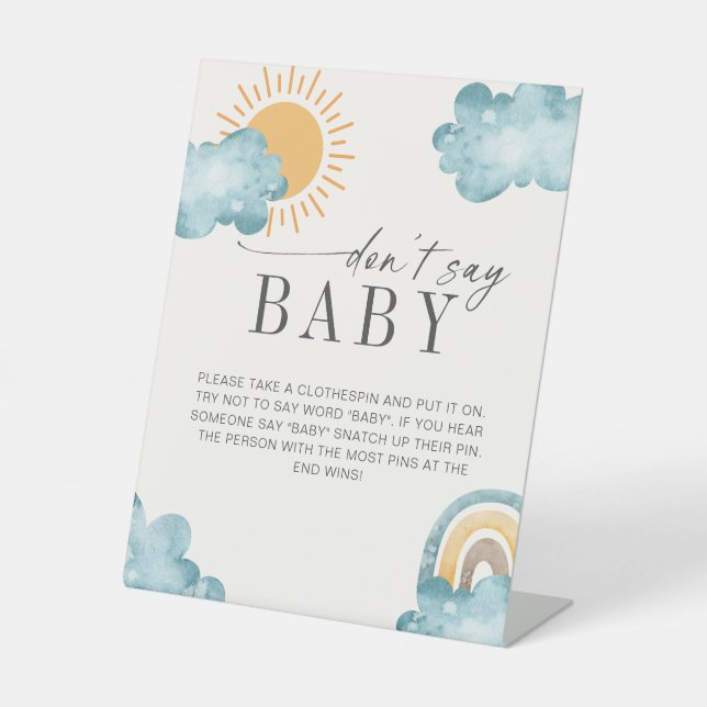 Don't Say Baby | Baby Shower Sunshine Game Pedestal Sign (Front)