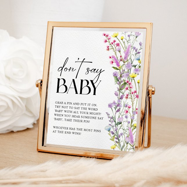 Don't Say Baby Boho Wildflower Floral Baby Shower Poster (Creator Uploaded)