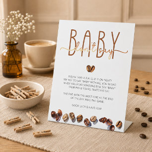 Don't Say Baby Coffee Baby Shower Game Pedestal Sign