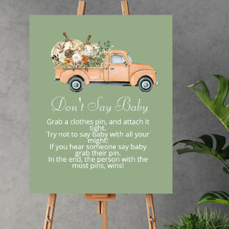 Don't say baby fall pumpkin old vintage truck poster