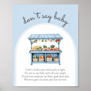 Don't Say Baby Farmers Market Baby Boy Shower Game Poster