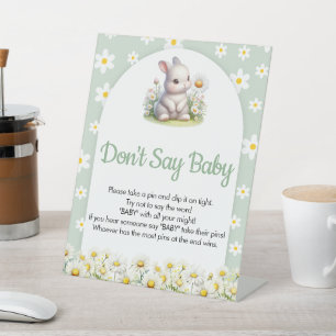 Don't Say Baby Game Bunny Gender Neutral Baby Show Pedestal Sign