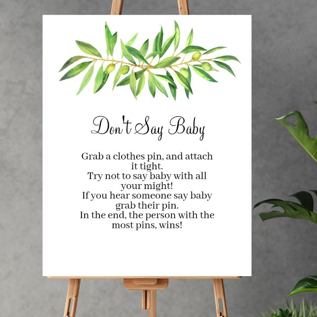 Don't say baby game olive branch sage greenery poster (Creator Uploaded)
