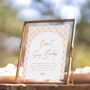 Don't Say Baby Gingham Cutie Pie Baby Shower Sign
