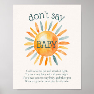 Don't Say Baby Here Comes the Son Baby Shower Game Poster