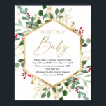 Don't say baby shower game Christmas winter Poster<br><div class="desc">For more advanced customization of this design,  simply select the "Customize It" button above!</div>