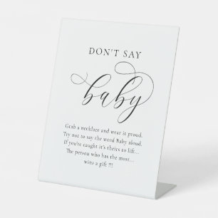 Don't say baby shower game simple minimalist pedestal sign