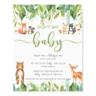 Don't Say Baby Shower Game Woodland Greenery Sign