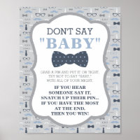 Don't Say Baby Sign, Bow Tie, Blue and Grey