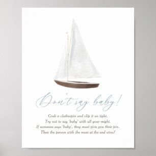Don't Say Baby Sign Nautical Sailboat Baby Shower