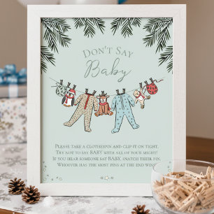 Dont Say Baby Winter Baby Shower Game Poster