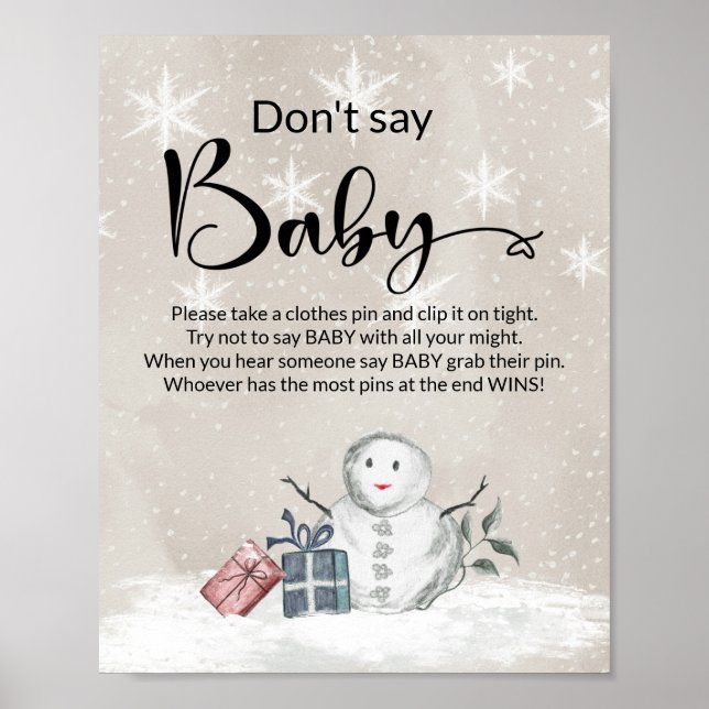  Don't say baby winter baby shower poster. Poster (Front)