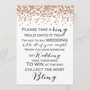 Don't Say Wedding Rose Gold Bridal Shower Game 5x7 Invitation