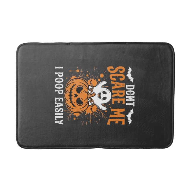 Don't Scare Me Halloween Ghost Pumpkin Design Bath Mat (Front)