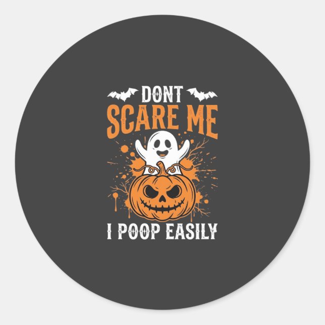 Don't Scare Me Halloween Ghost Pumpkin Design Classic Round Sticker (Front)
