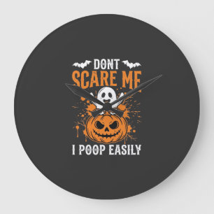 Don't Scare Me Halloween Ghost Pumpkin Design Large Clock