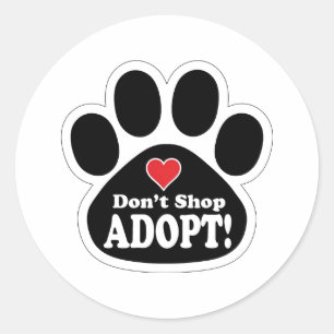 Don't Shop Adopt Cute Pet Dog Puppy Cat Kitten Classic Round Sticker